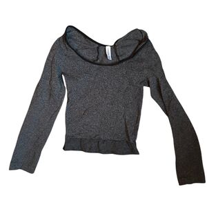 Spanx Womens Gray Cropped Long Sleeve Shirt Size M